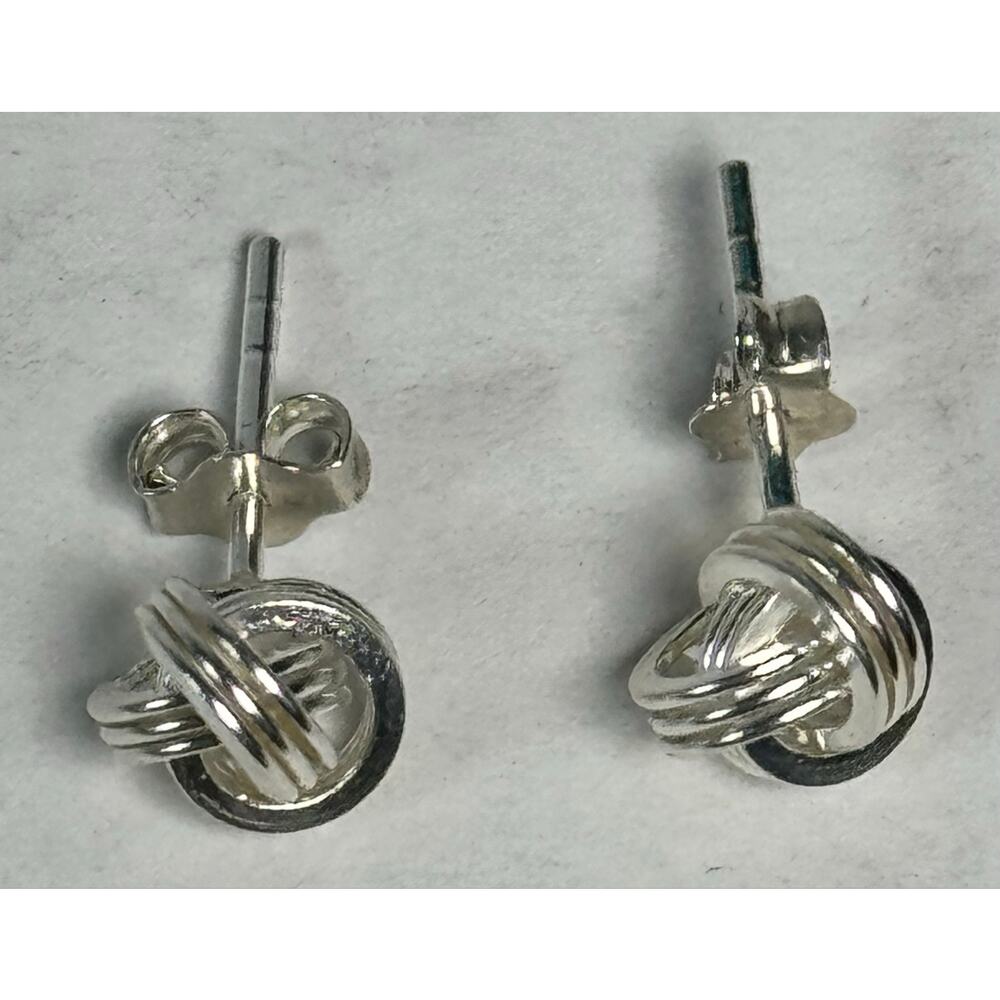 Sterling Silver Knot Stud Earrings 925 Minimalist Love Knot Posts